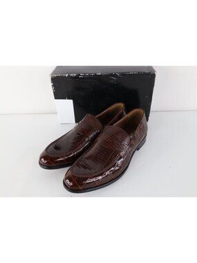 Deadstock Vintage Streetwear Mens 11.5 M Genuine Snakeskin Loafers Shoes Brown